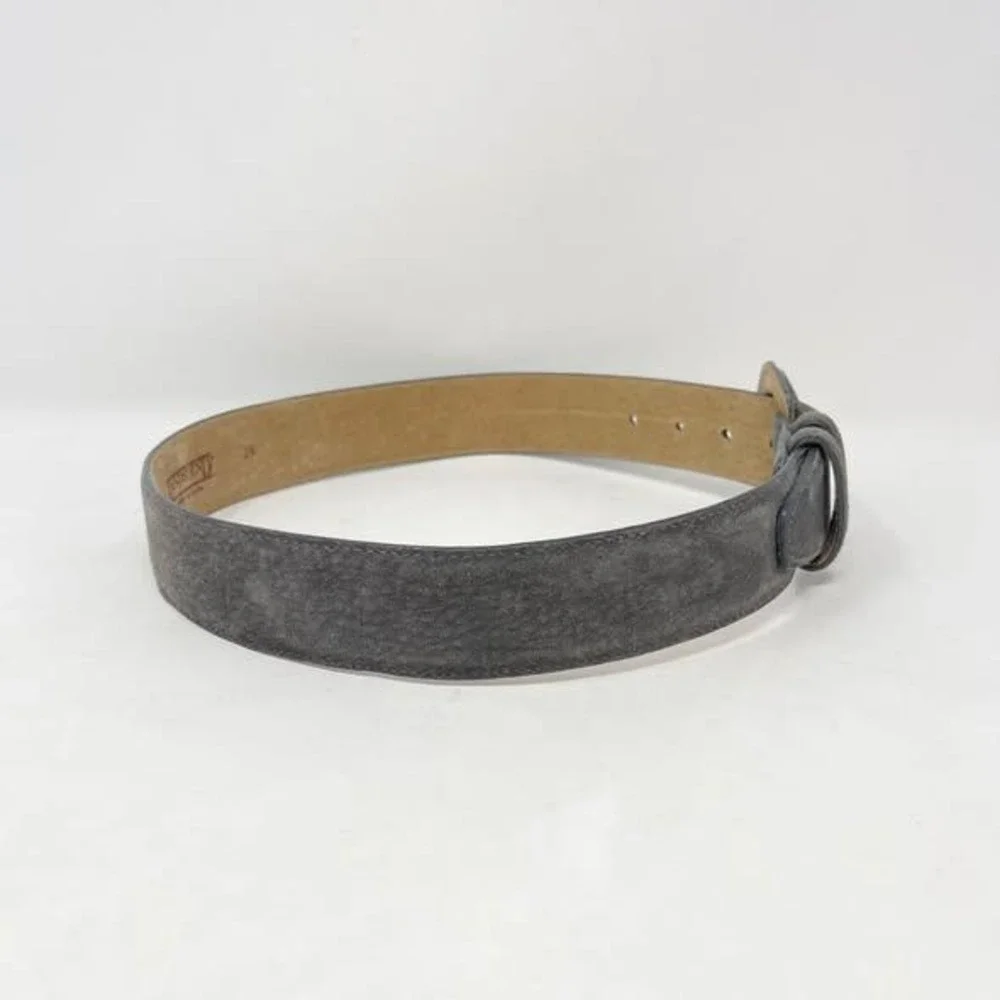 Lands End Suede Belt Gray Womens 25 Covered Buckle Old Money Luxury Modern